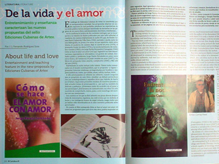 Artículo en la revista Cartelera acerca del libro eBook e-book como se hace el amor con amor, como hacer el amor, como tener una relacion de pareja feliz