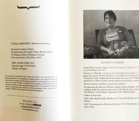 Juanita Conejero, la poetisa juanita conejero, la poetisa cubana juanita conejero, editorial ole libros, editorial olé libros, la tertulia sol adentro